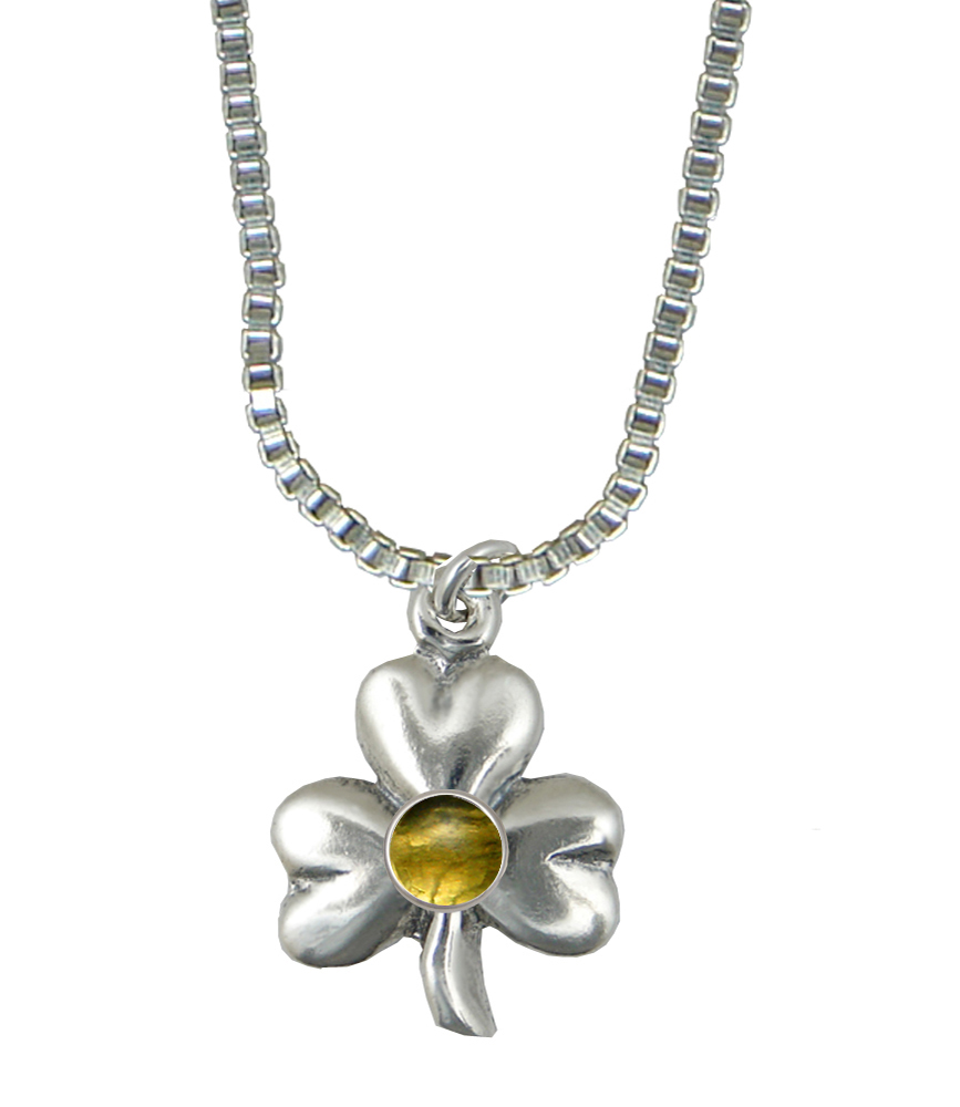 Sterling Silver Lucky Shamrock Pendant With Citrine